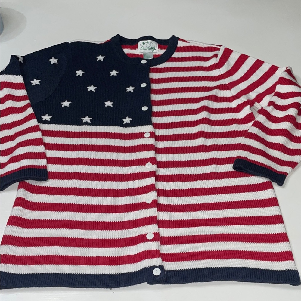 Qvc The Quacker Factory Usa Flag Cardigan Medium